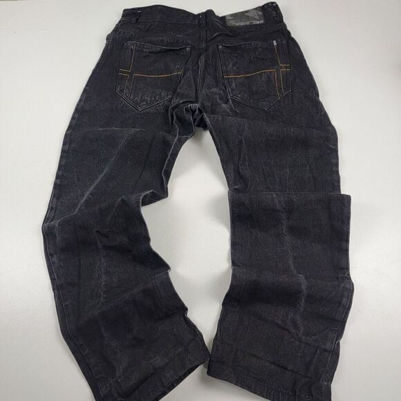 VTG Rocawear Black Denim Jeans Mens 38 Hip Hop Baggy Wide Legs Rave Skater Y2K